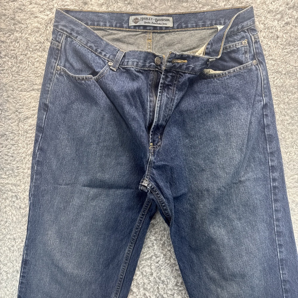 Harley Davidson Jeans Mens 36x34 Blue Straight Leg Biker Denim Made in USA